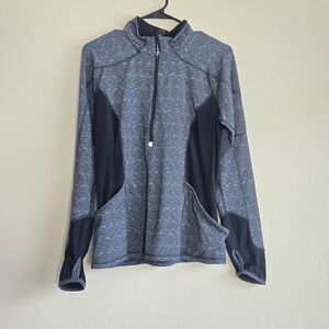 Heathered Gray and black quarter zip Athletic pullover Sweater